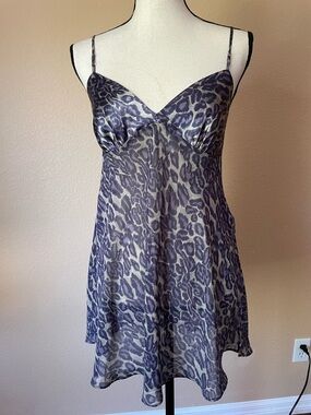 Victoria’s Secret Sheer Leopard Animal Print Babydoll Dress Nightgown M